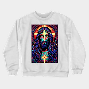 Pixelated neon Jesus Christ Crewneck Sweatshirt